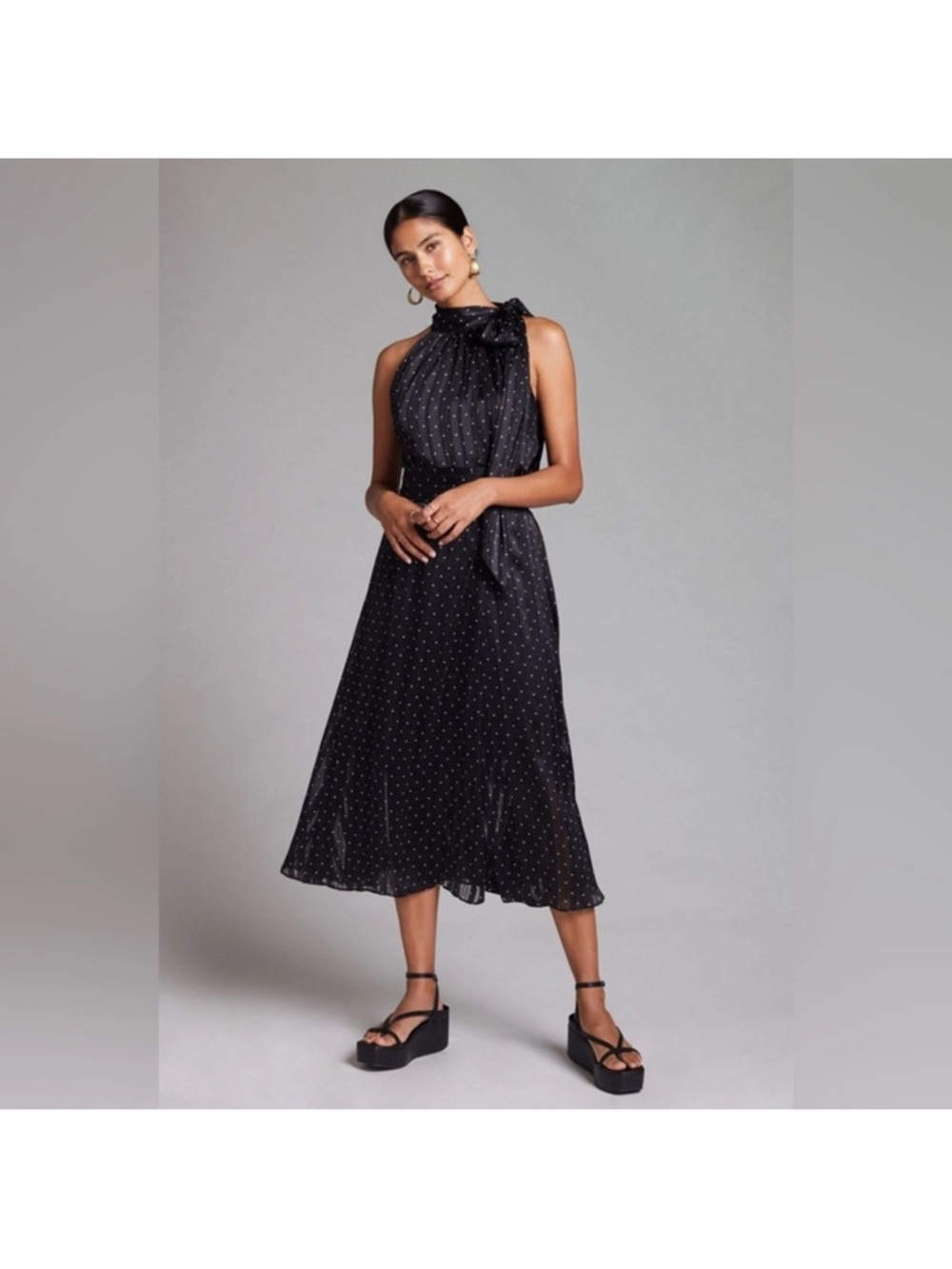 Sachin + Babi by Anthropologie Black and White Polka Dot Halter dress, size 10